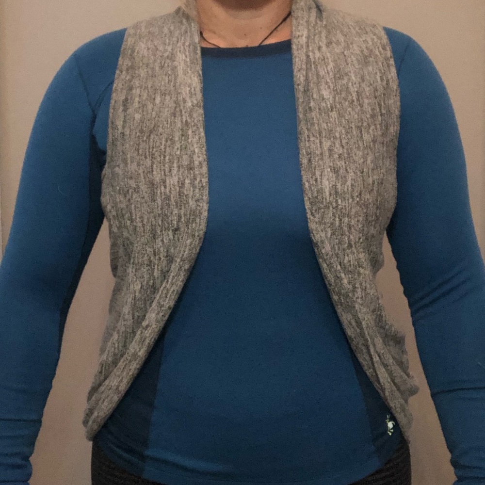 Grey sleeveless shrug vest